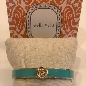 Stella & Dot Lindsay Silver & Turquoise Enamel Bangle Bracelet